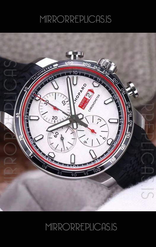 Chopard Classic Racing Chronograph 1:1 Mirror Replica Watch in Steel Casing - White Dial