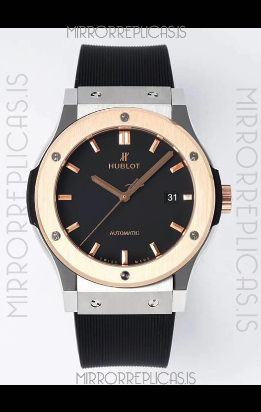 Hublot Classic Fusion Two Tone Black Dial 42MM Swiss Replica Watch 1:1 Mirror Quality